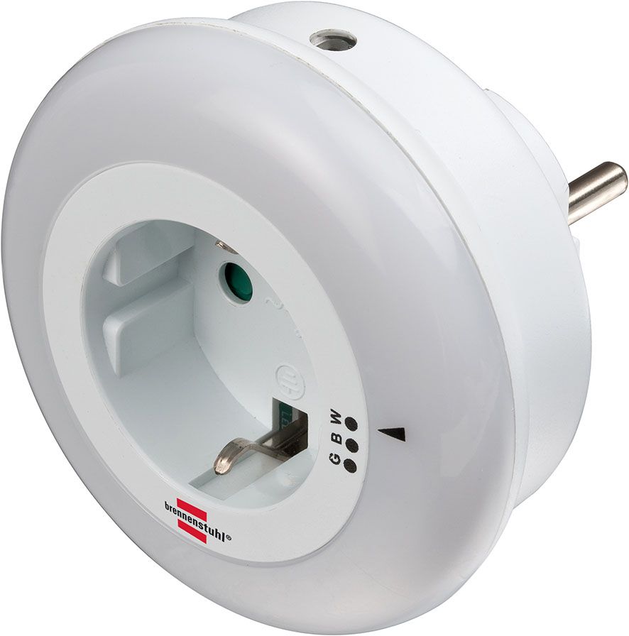 LED Nightlight Color NL 09 RCD with twilight sensor and socket 6 LED 6lm 3 Colours
