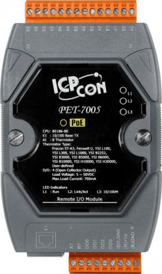 PET-7005 CR 8-channel Thermistor Input and 4-channel Isolated Output Module PoE Module (RoHS)