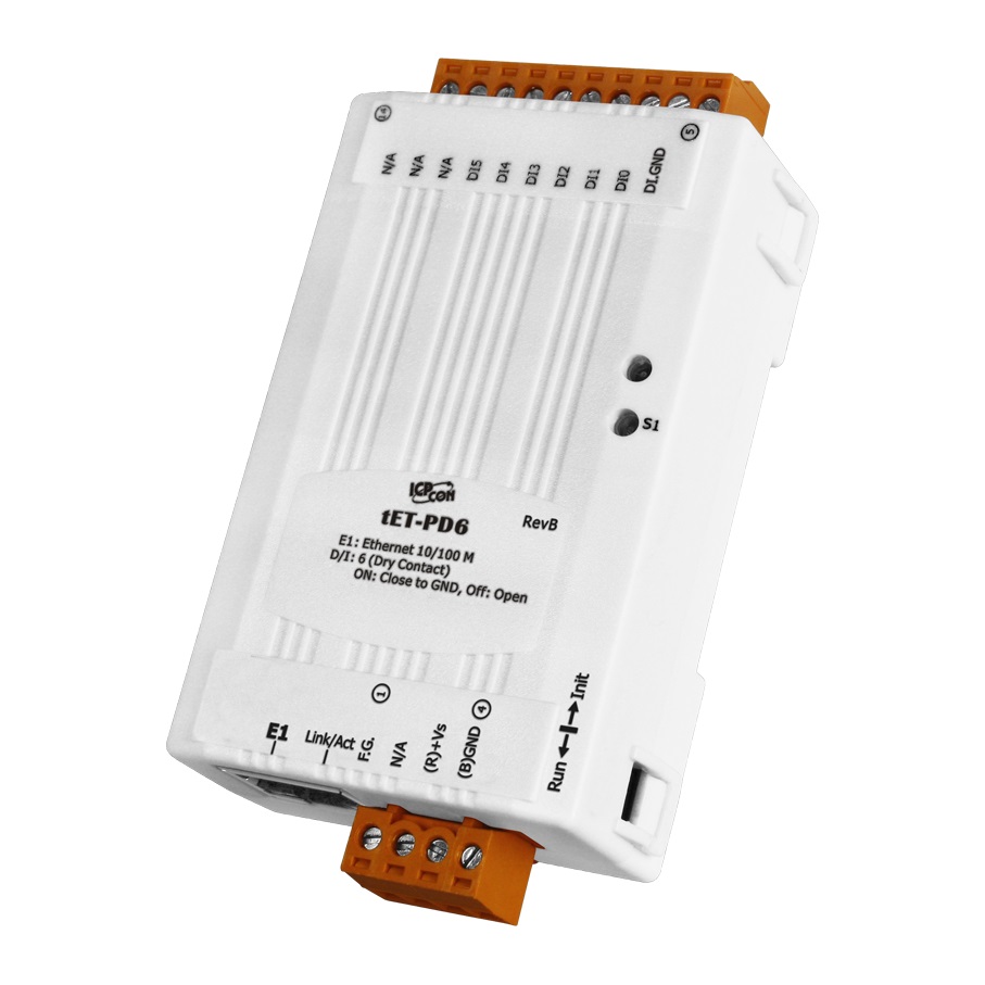 tET-PD6 CR Tiny Ethernet module with 6-ch DI (Dry Contact) (RoHS)