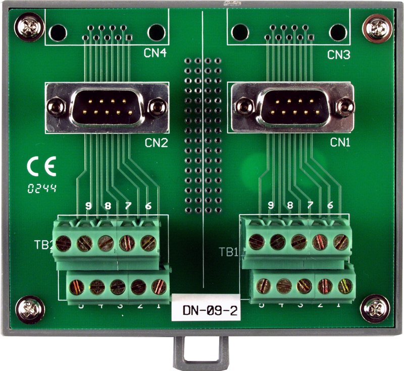 DN-09-2 I/O Connector Block with DIN-Rail Mounting and two 9-pin Male Header Include : CA-0915 x 2