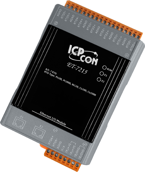 ET-7215 CR Ethernet I/O Module with 2-port Ethernet Switch, with 7-ch RTD Inputs (RoHS)