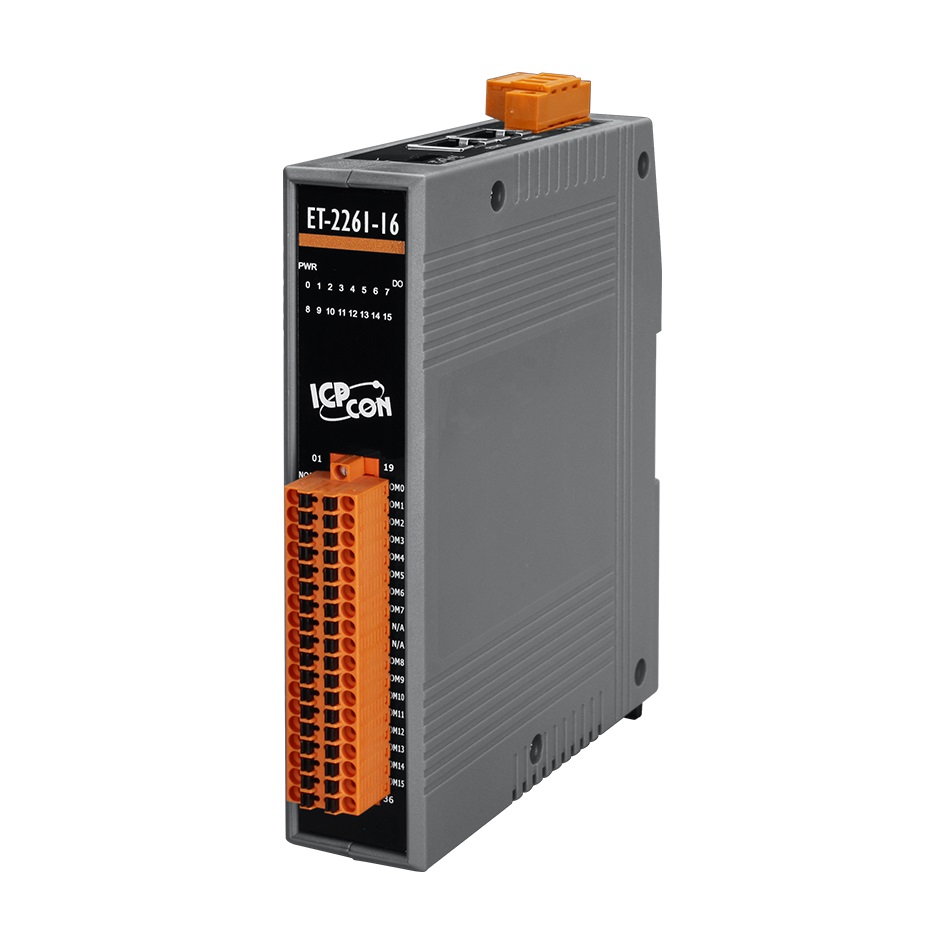 ET-2261-16 CR Ethernet I/O Module with 2-port Ethernet Switch, 16-ch Power Relay Output (RoHS)