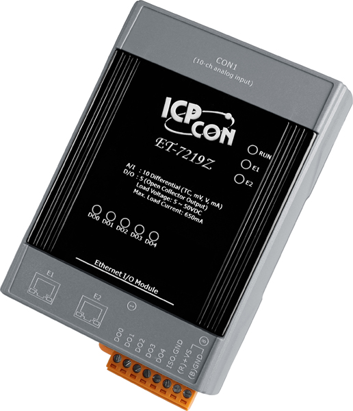 ET-7219Z/S CR Ethernet I/O Module with 2-port Ethernet Switch with 10-ch universal AI, 5-ch DO with DB-1820 Daughter Board (RoHS)