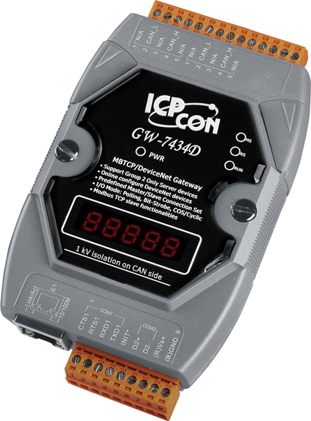 GW-7434D-G CR Modbus TCP/RTU/ASCII Slave to DeviceNet Master Gateway (RoHS)