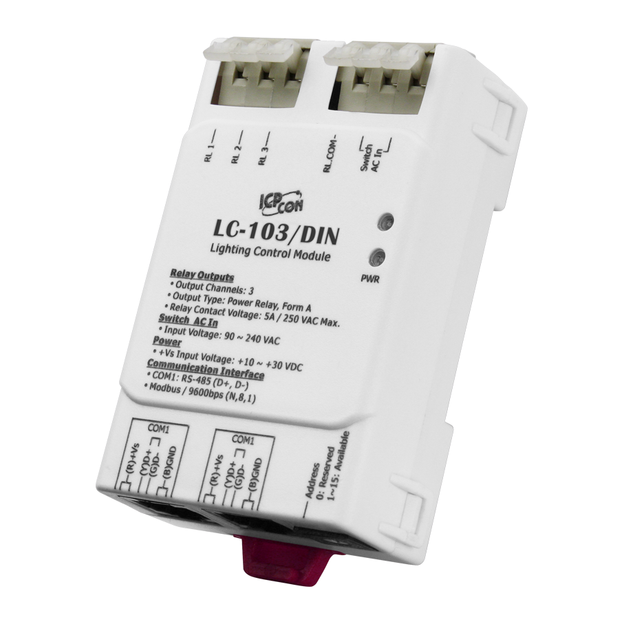 LC-103/DIN CR 1-channel AC Digital Input and 3-channel Relay Output Lighting Control Module (DIN Rail mount) (RoHS)