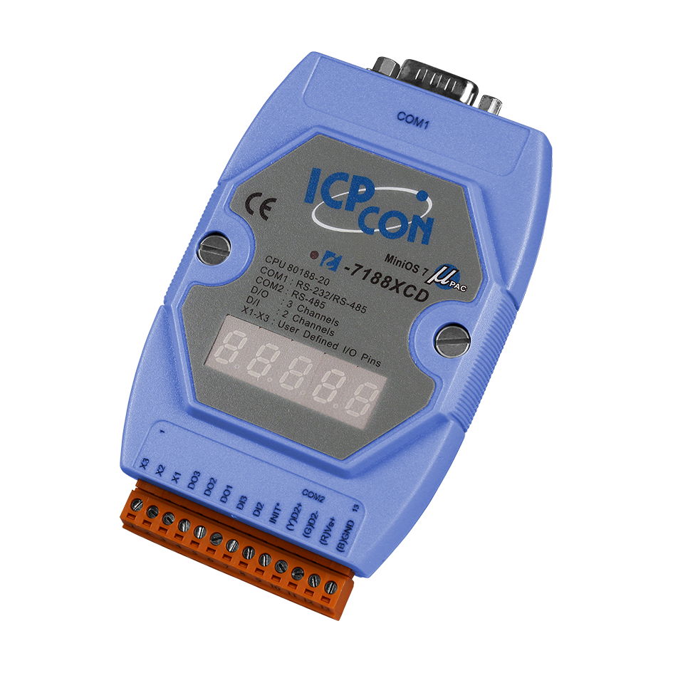 I-7188XC/512/RTC CR Embedded Controller with developing tool kit and 512 flash,128 SRAM, Minios7 with RTC(re