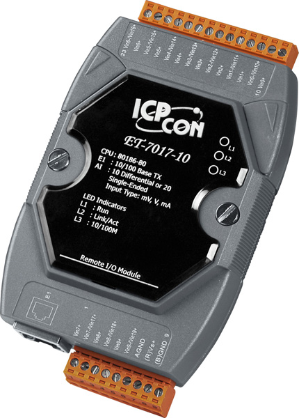 ET-7017-10 CR Ethernet I/O Module with 10/20-ch AI (RoHS)