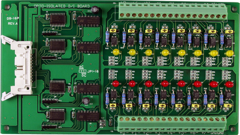 DB-16P CR 16 Channel Bi-direction Isolated Input Board Include : CA-2010 (20-pin Flat Cable 1m) "
