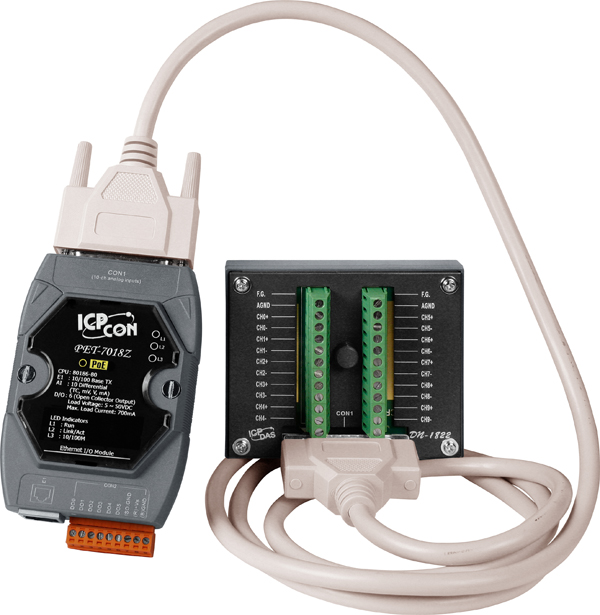 PET-7018Z/S CR 10-channel Thermocouple Input Module with High Voltage Protection (RoHS) include ET-7018Z m