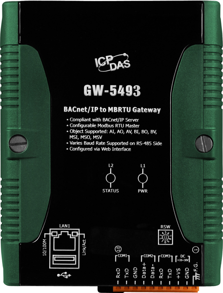 GW-5493 BACnet/IP to Modbus TCP Gateway