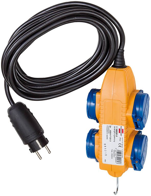 Heavy-duty rubber cable IP44 with Powerblock 5m black H07RN-F 3G1,5, Вес кг. 1,2, Длинна см. 7, Ширина см. 26, Высота см. 27