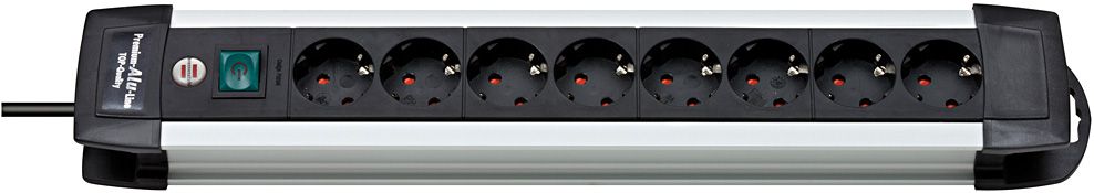 Premium-Alu-Line extension socket 8-way 3m H05VV-F 3G1,5