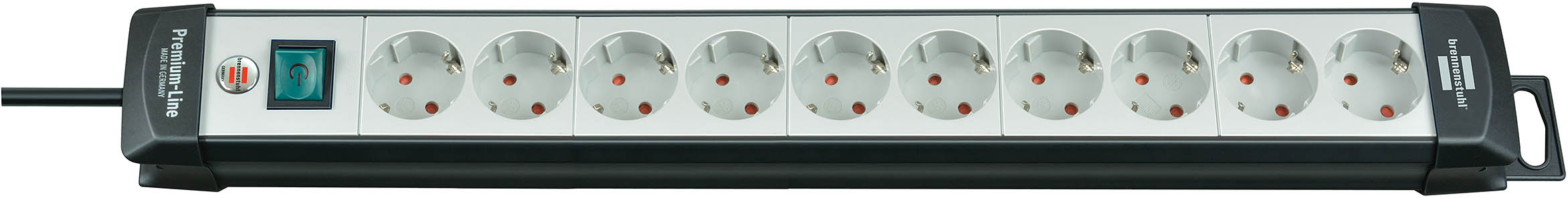 Premium-Line extension socket 10-way black/light grey 3m H05VV-F 3G1,5